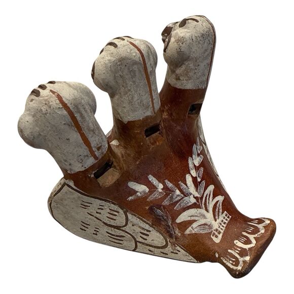 Vintage Peruvian Pottery Bird Whistle Vintage 3 Birds Folk Art Figurine Redware - Picture 6 of 11